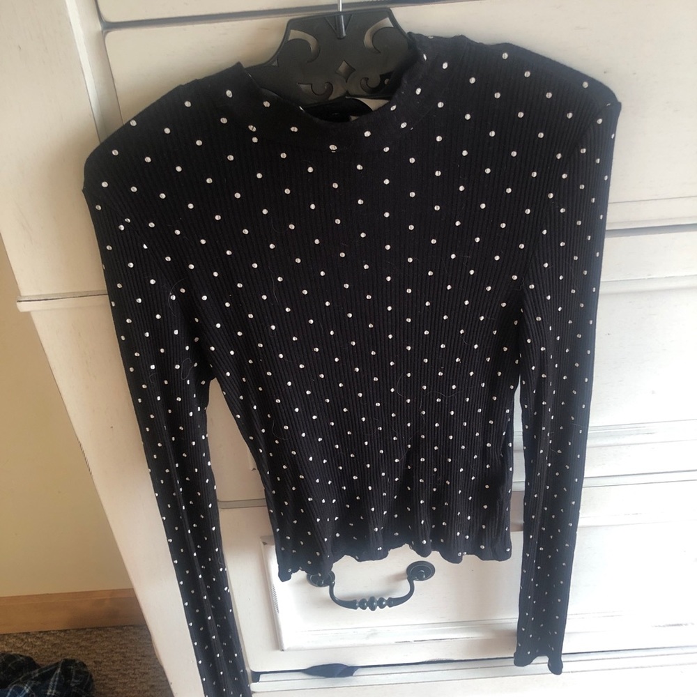 Black and white polkadot shirt
